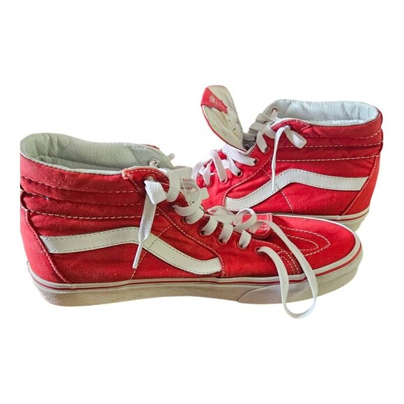 Vans High Top Skate Shooes Red And White Unisex Men 10.5 Women 12 Old School - Picture 1 of 7